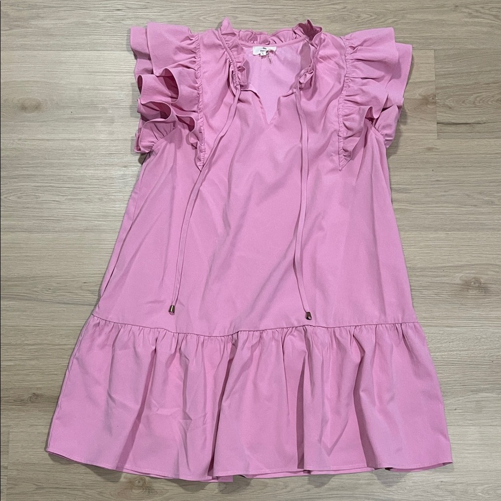 Entro Ruffle Sleeve Mini Dress in Pink